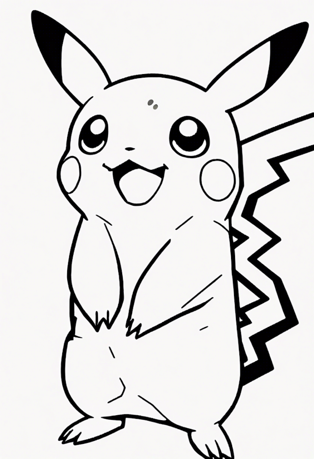 A coloring page of Pikachu Smiling Coloring Page