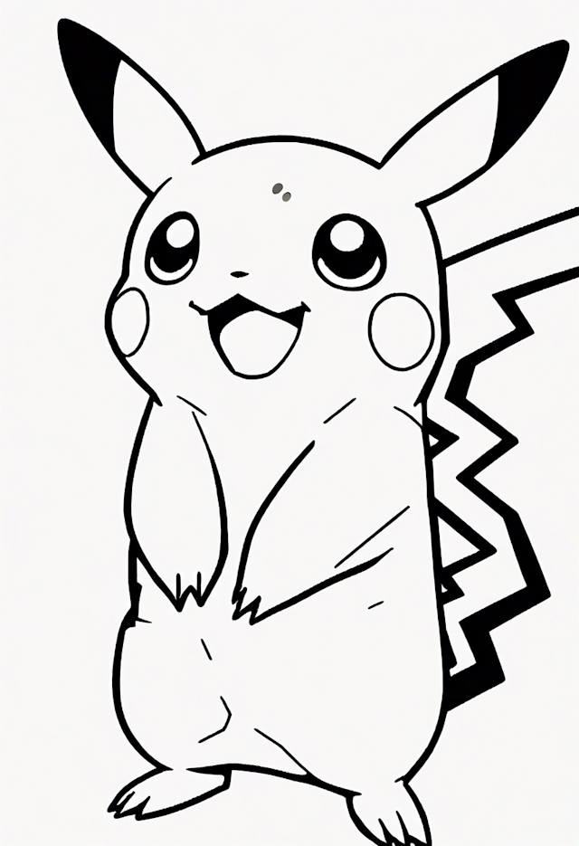 Pikachu Smiling Coloring Page