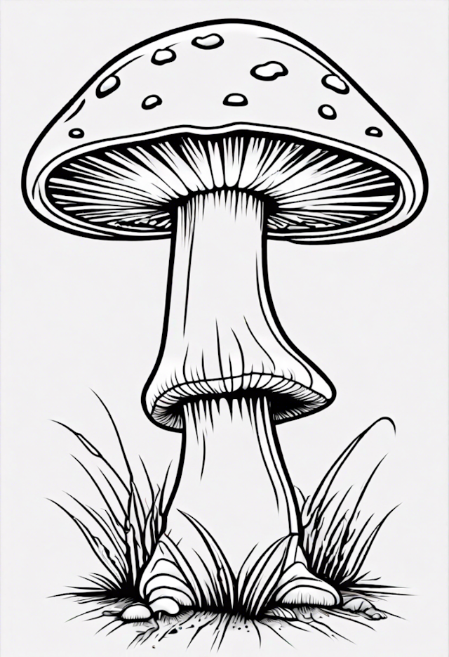 A coloring page of Magical Mushroom in the Forest
