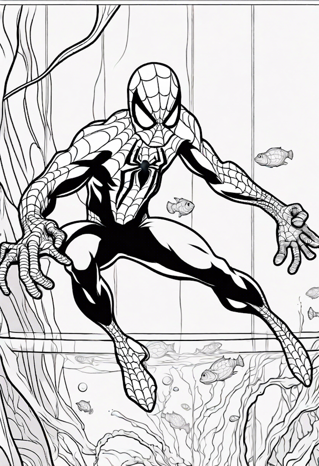 Spider-Man Underwater Adventure Coloring Page