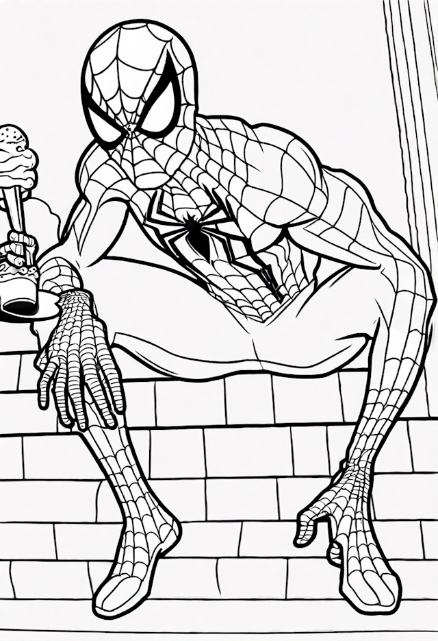 Spider-Man Enjoying Ice Cream on the Rooftop