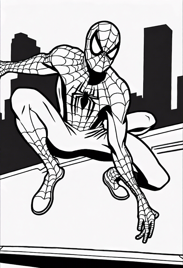 Swinging Through the City: Spider-Man Coloring Page