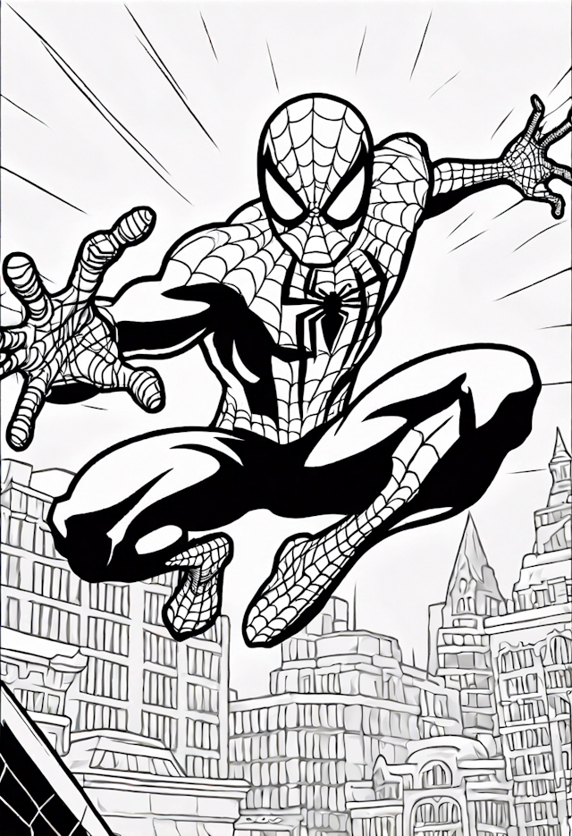 Spider-Man Swings into Action Coloring Page