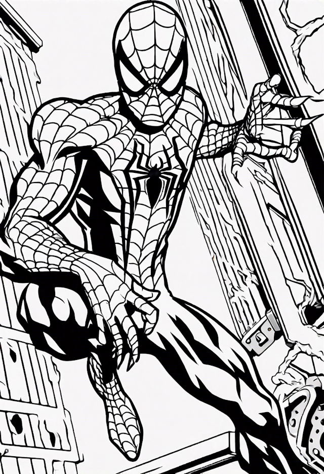 Spider-Man in Action Coloring Page
