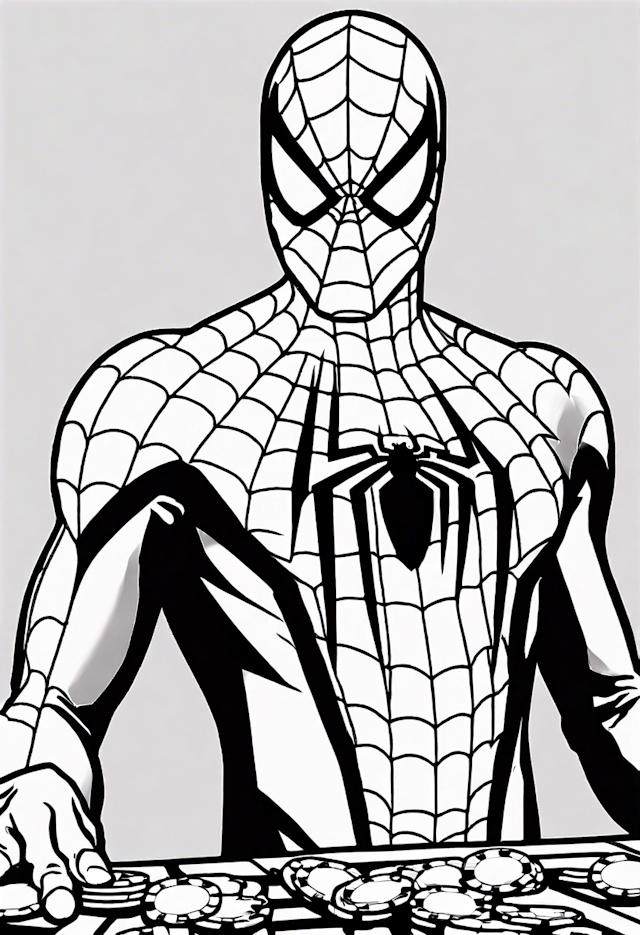 Spider-Man at the Casino Coloring Page
