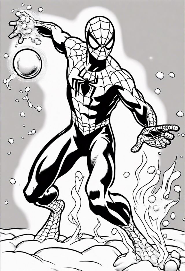 A coloring page of Spider-Man’s Web-Slinging Adventure Coloring Page