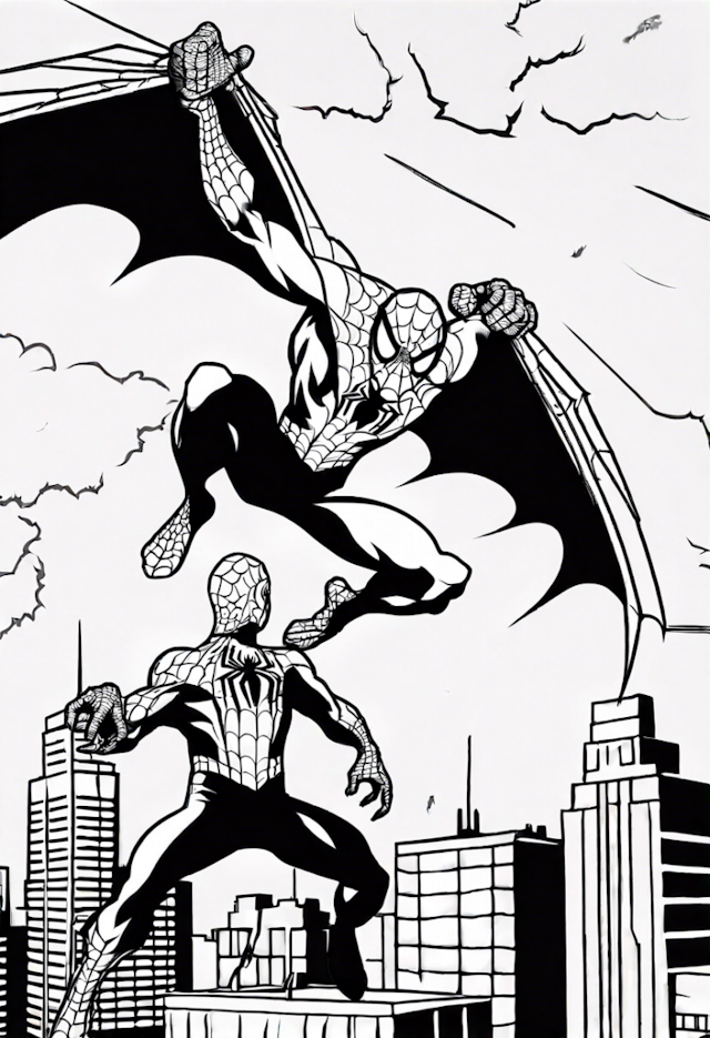 A coloring page of Spider-Man’s City Swinging Adventure