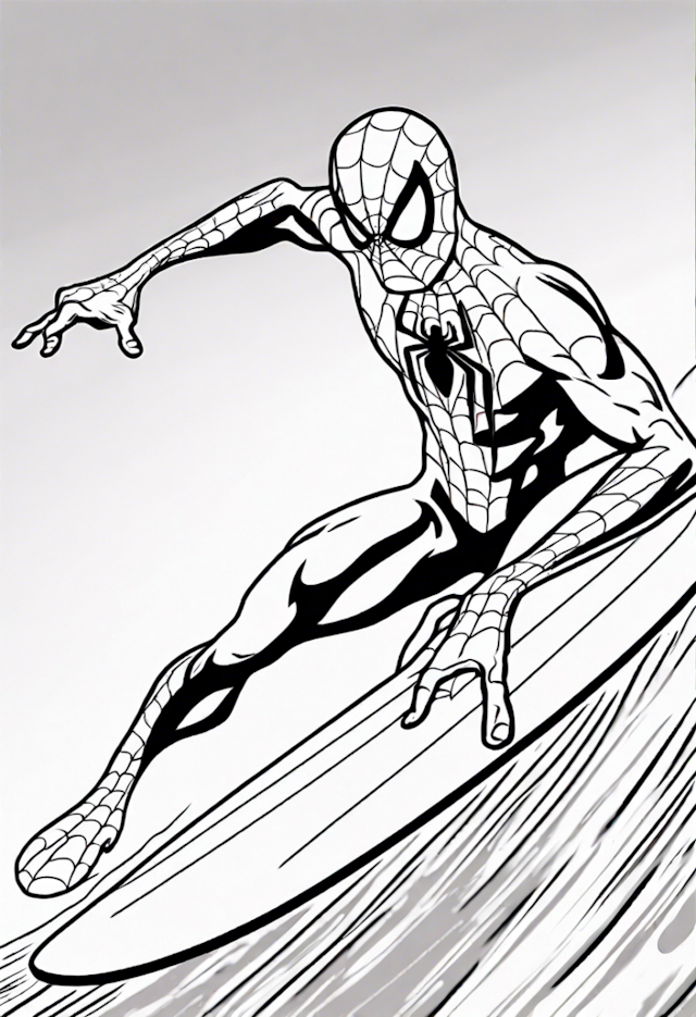 A coloring page of Spider-Man in Action!