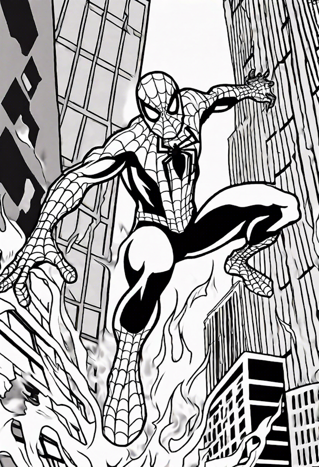 Spider-Man Leaping Through the City