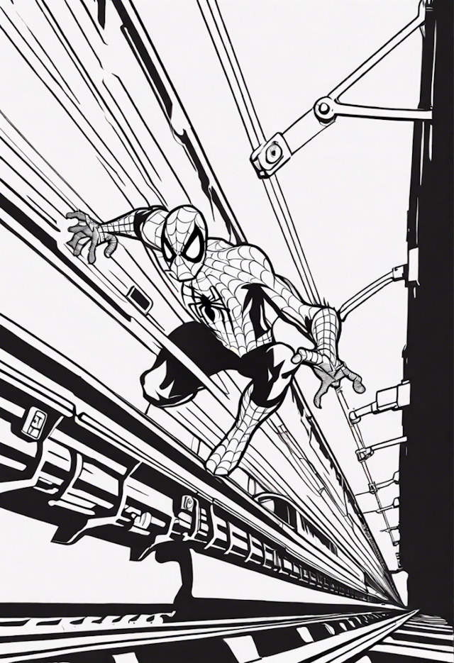 A coloring page of Spider-Man: Subway Swing Adventure Coloring Page
