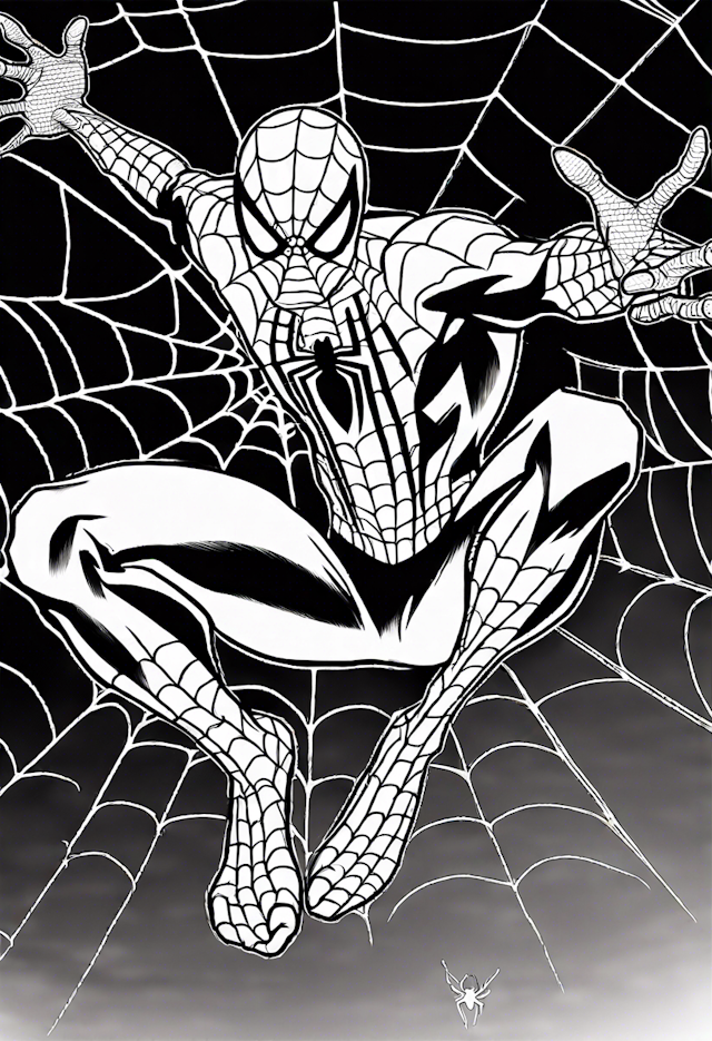 Spider-Man Swinging Into Action Coloring Page