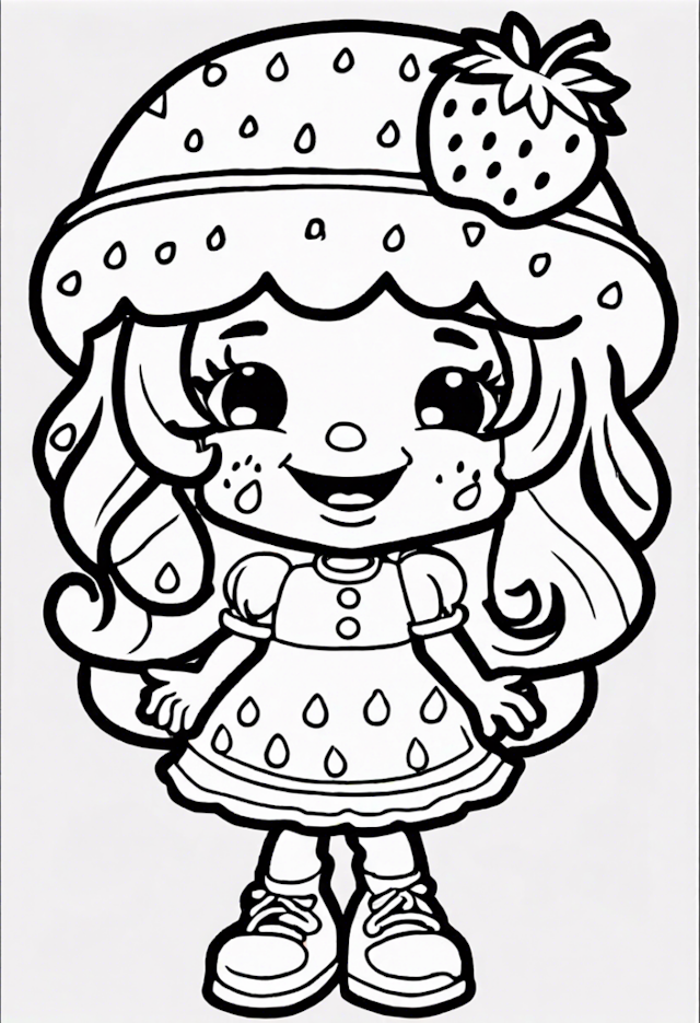 A coloring page of Strawberry Shortcake’s Sweet Coloring Adventure