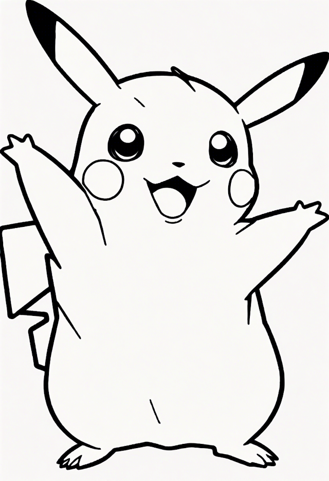 Pikachu’s Happy Day Coloring Page
