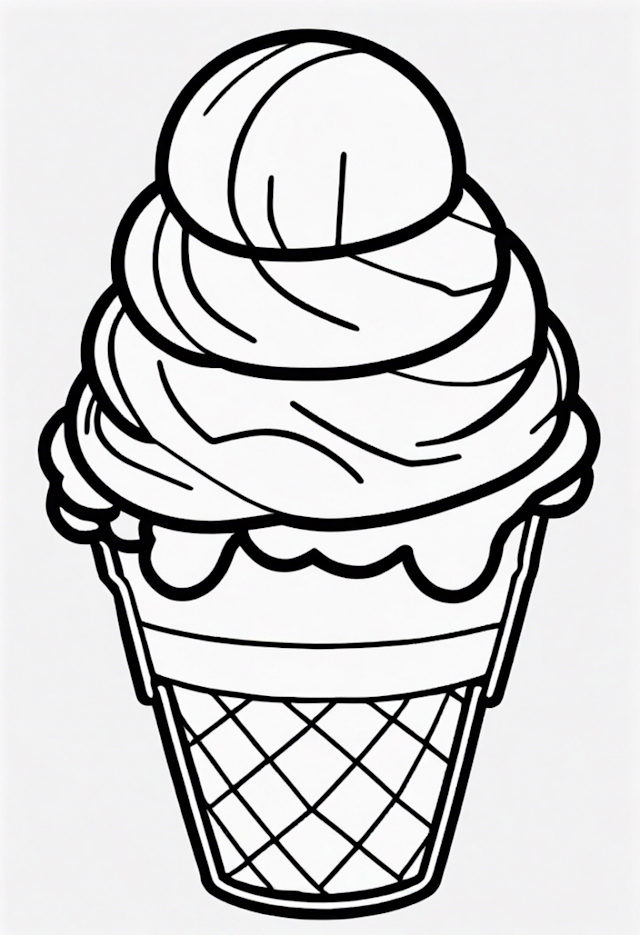 A coloring page of Ice Cream Cone Coloring Fun