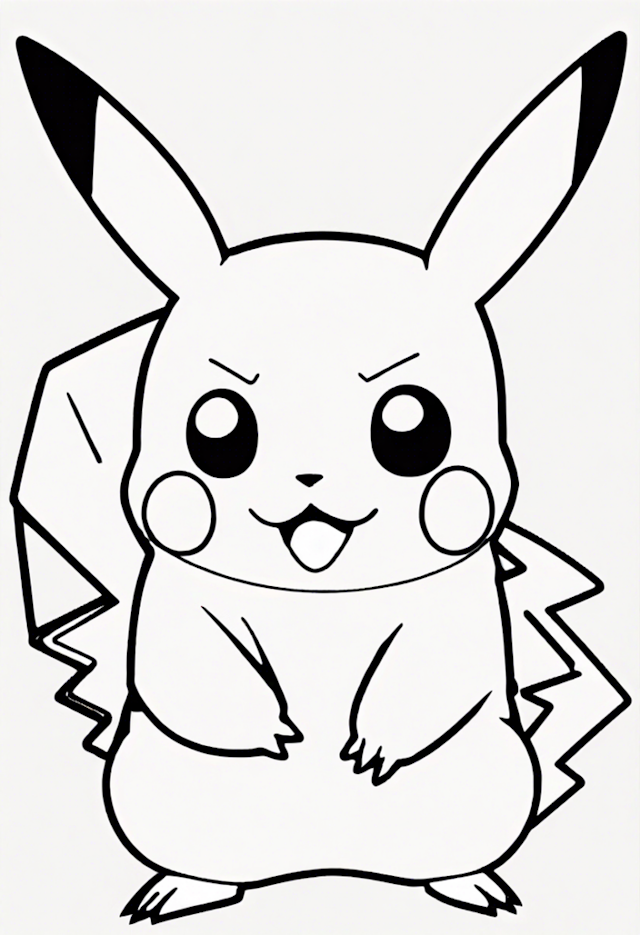 A coloring page of Pikachu’s Fun Coloring Adventure