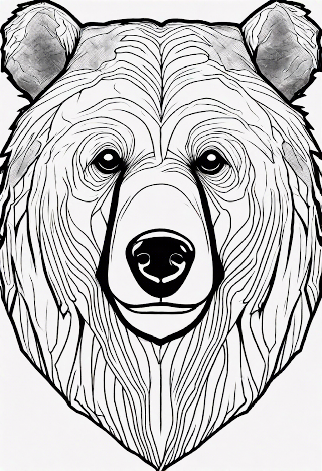 A coloring page of Bear Portrait Coloring Page