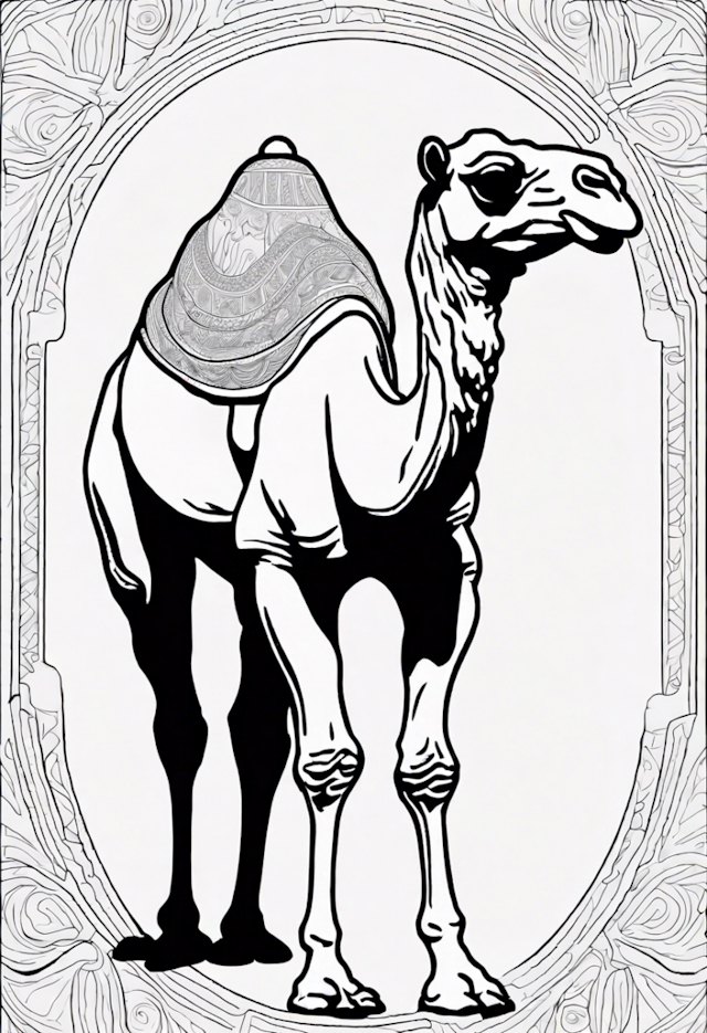 A coloring page of Majestic Camel Adventure Coloring Page