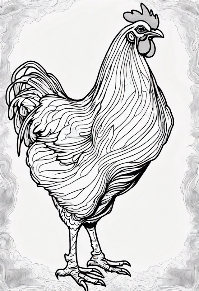 A coloring page of Majestic Rooster Coloring Page