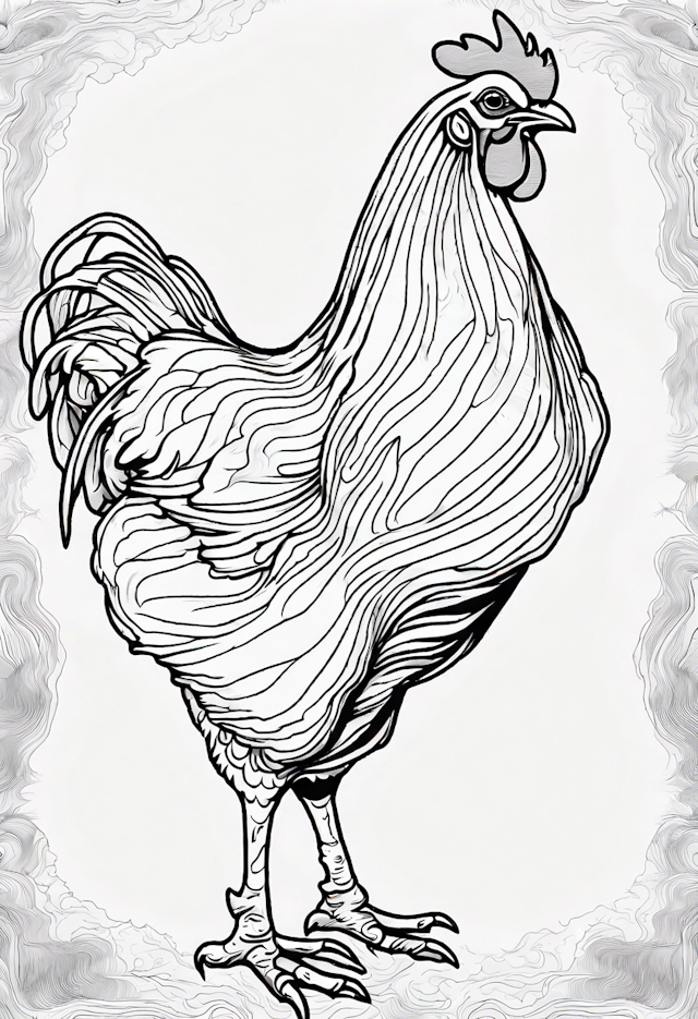 Majestic Rooster Coloring Page
