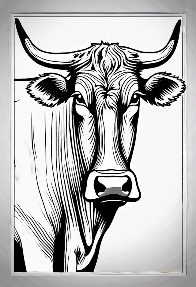 A coloring page of Majestic Bull Coloring Page