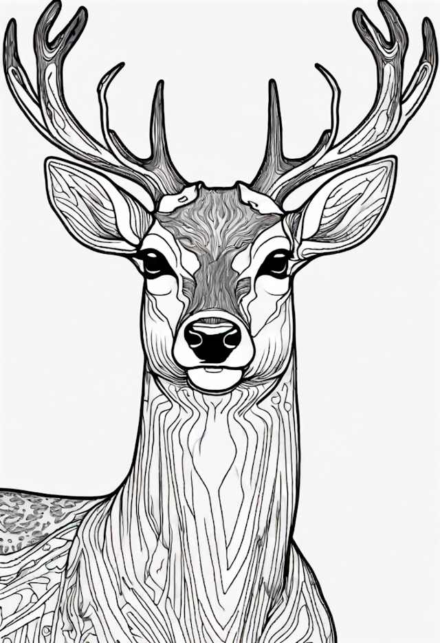 A coloring page of Majestic Deer in the Wild Coloring Page