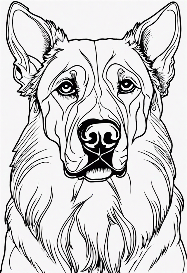 A coloring page of Loyal German Shepherd Coloring Page