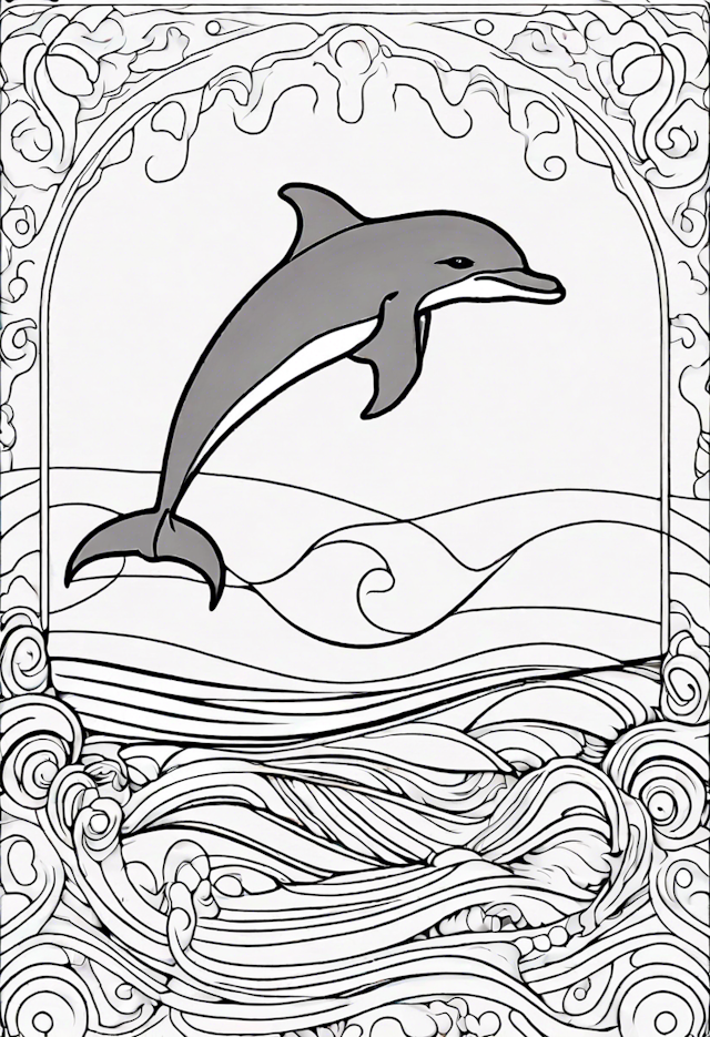 Jumping Dolphin Over Waves Coloring Page