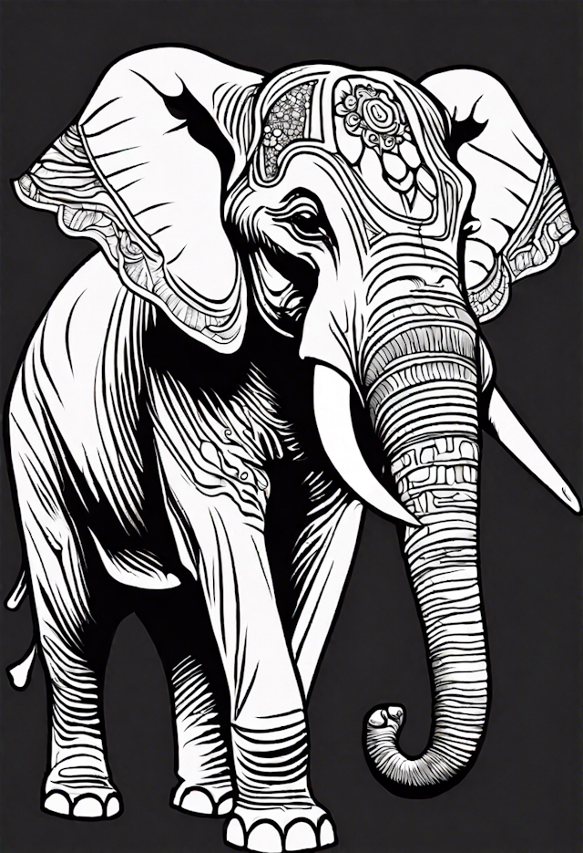 Majestic Decorated Elephant Coloring Page