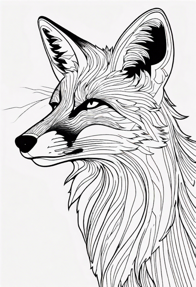 A coloring page of Majestic Fox Coloring Page