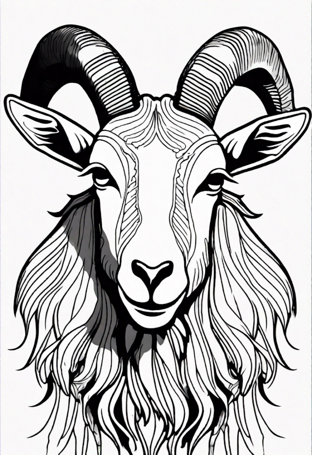 A coloring page of Majestic Ram Coloring Page