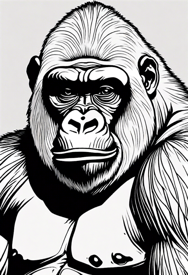 A coloring page of Majestic Gorilla Coloring Page