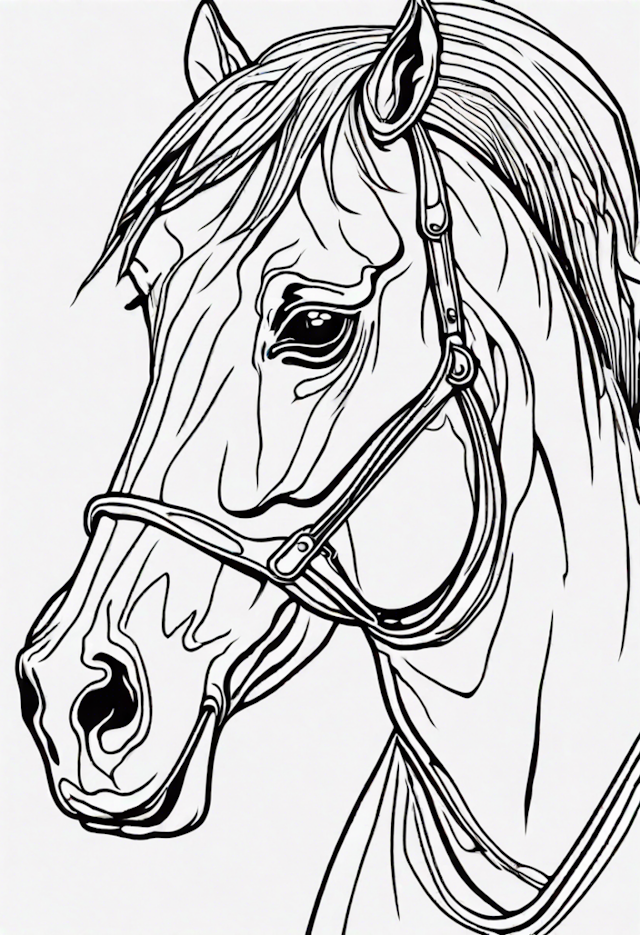 A coloring page of Majestic Horse Portrait Coloring Page