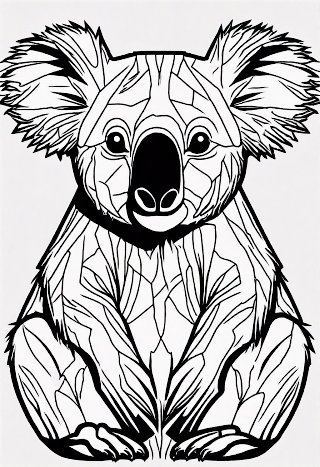 A coloring page of Colorful Koala Creations