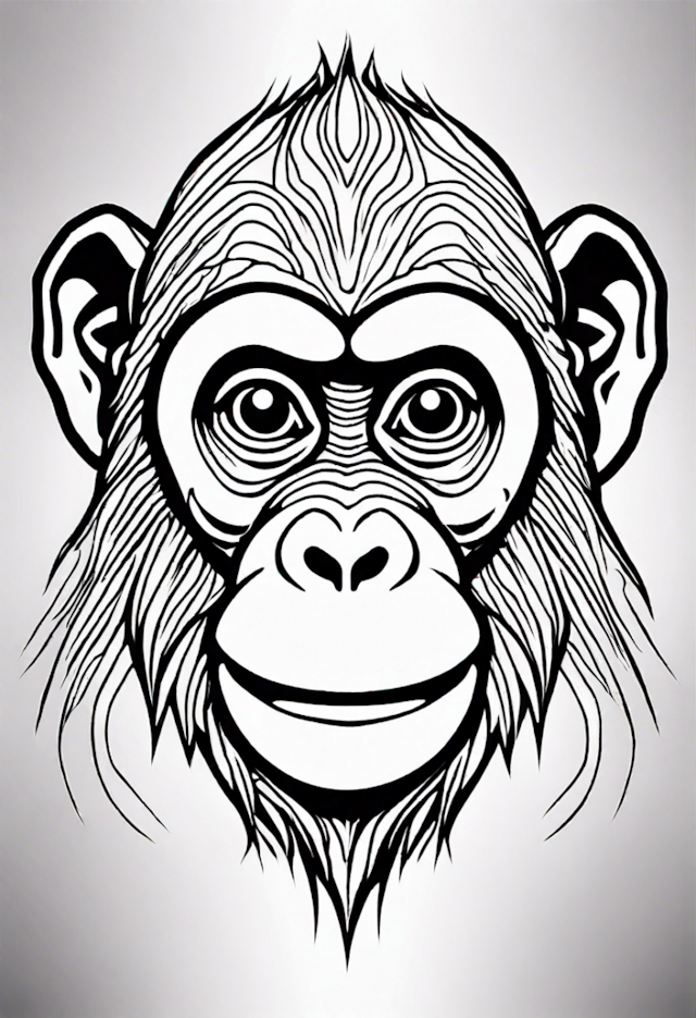 A coloring page of Monkey Smiling Coloring Page