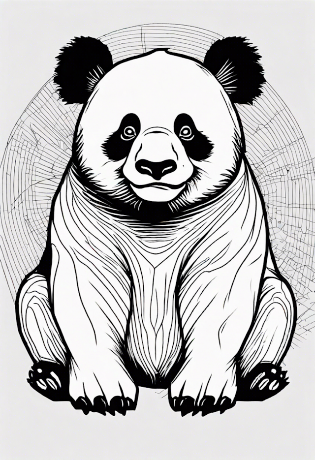 A coloring page of Panda’s Peaceful Moments Coloring Page