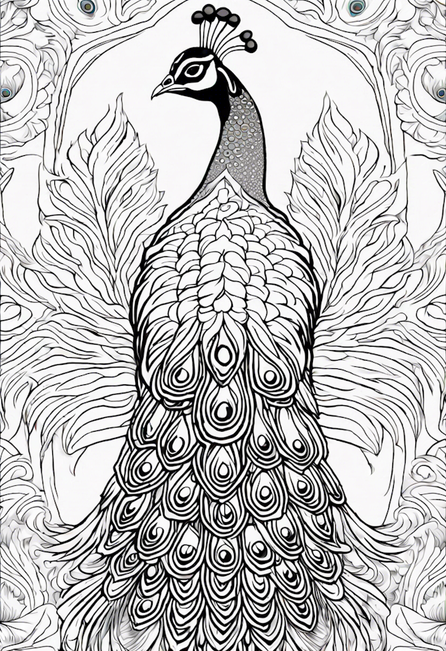 Majestic Peacock’s Feathers Coloring Page