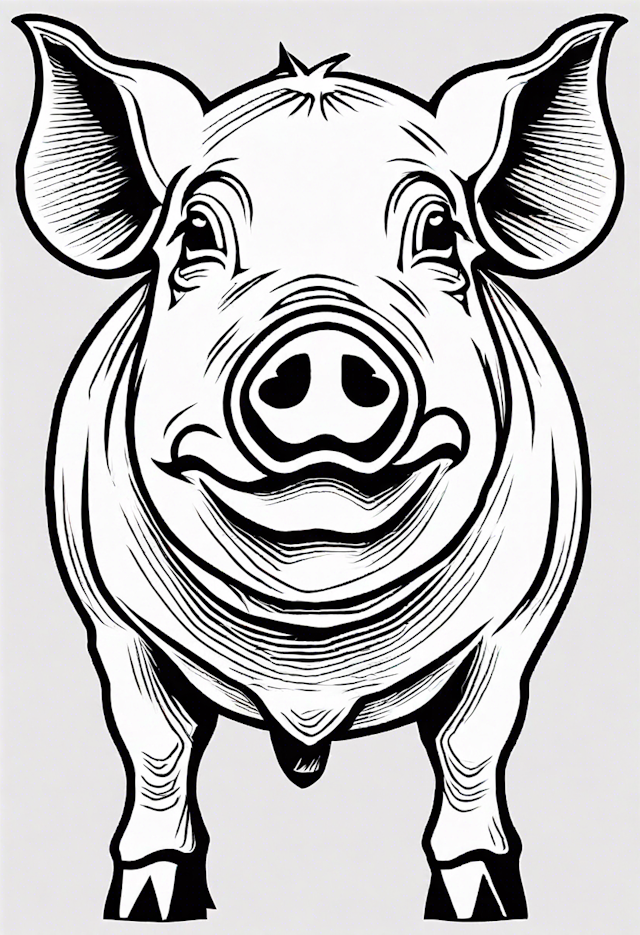 Friendly Pig Coloring Page