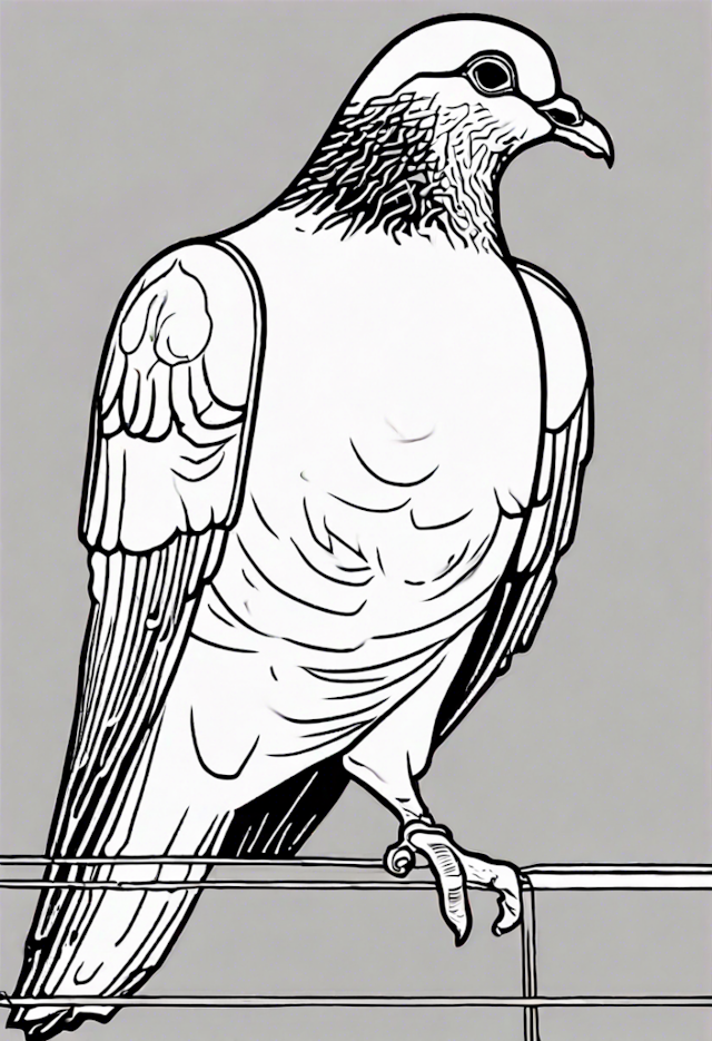 A coloring page of Majestic Pigeon Perched