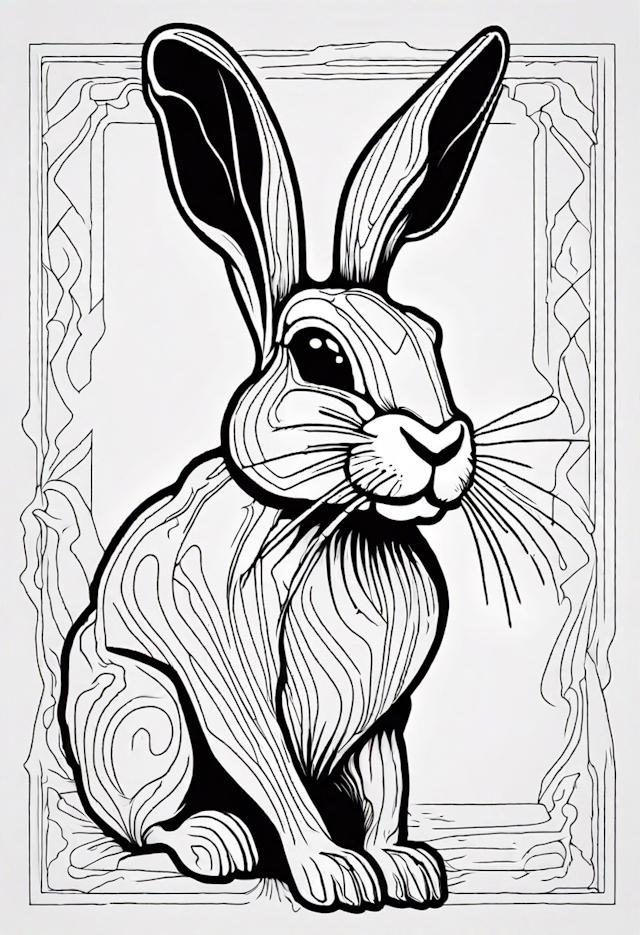 Whimsical Woodland Bunny Coloring Page