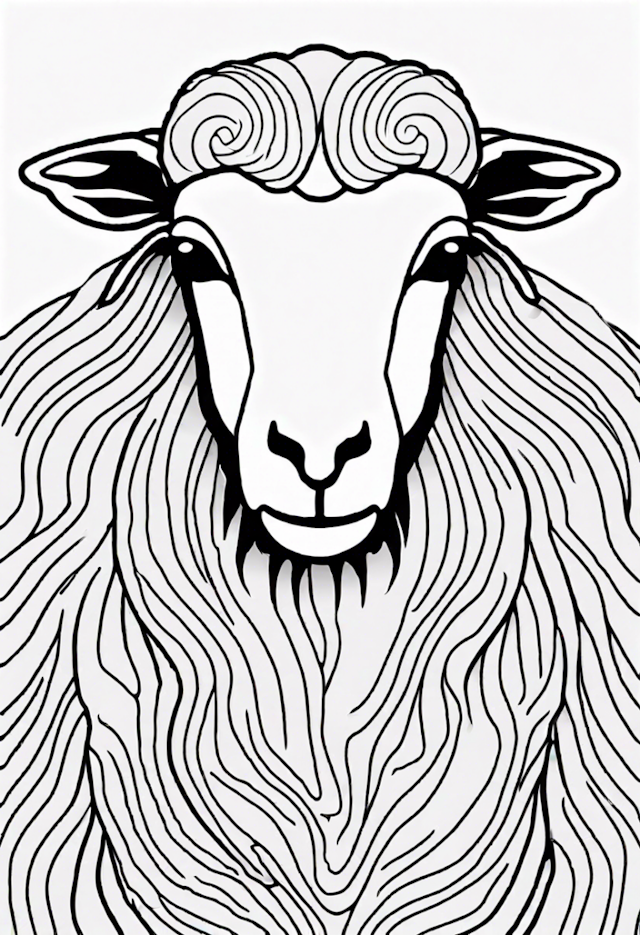 A coloring page of Majestic Sheep Coloring Page