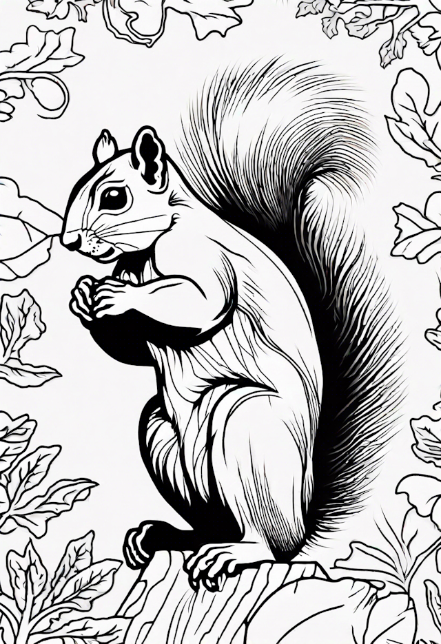 Squirrel in the Forest Coloring Page