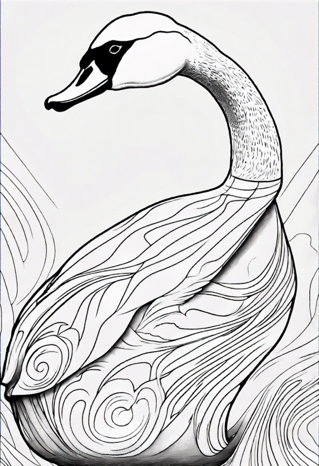 A coloring page of Elegant Swan Coloring Page