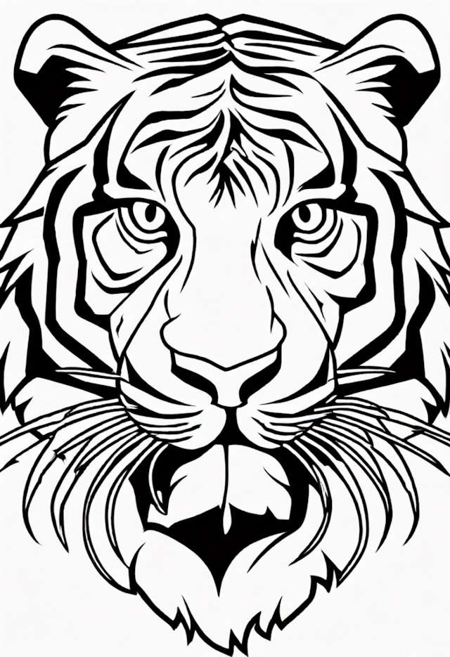 A coloring page of Tiger’s Majestic Gaze Coloring Page