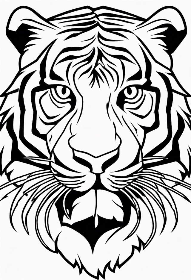 Tiger’s Majestic Gaze Coloring Page