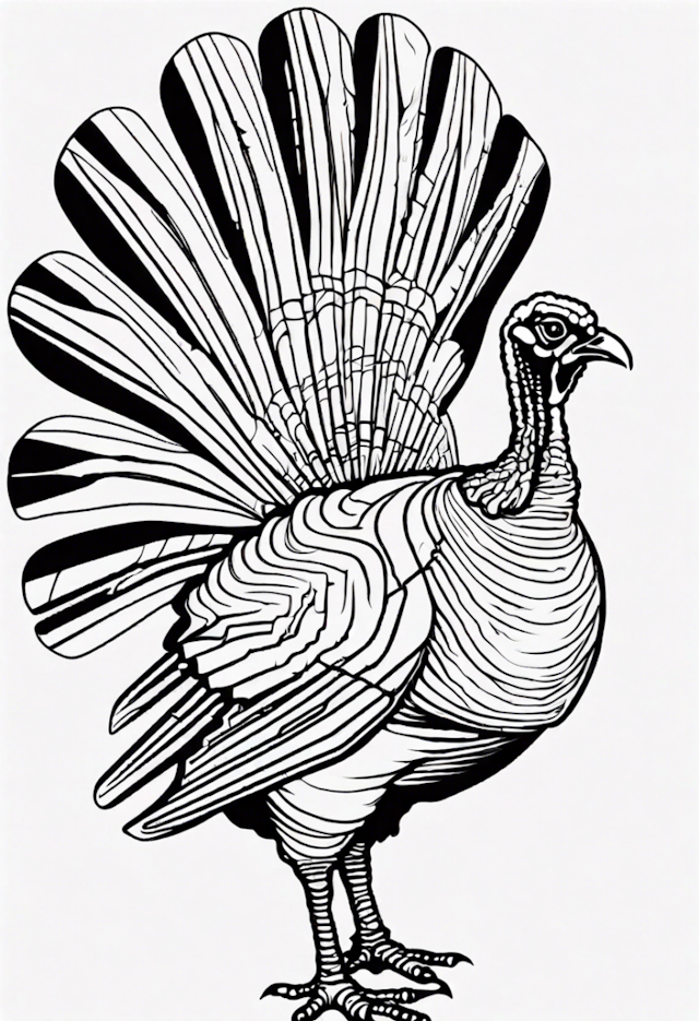 A coloring page of Majestic Turkey Coloring Page