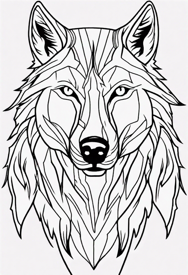 A coloring page of Majestic Wolf Coloring Page