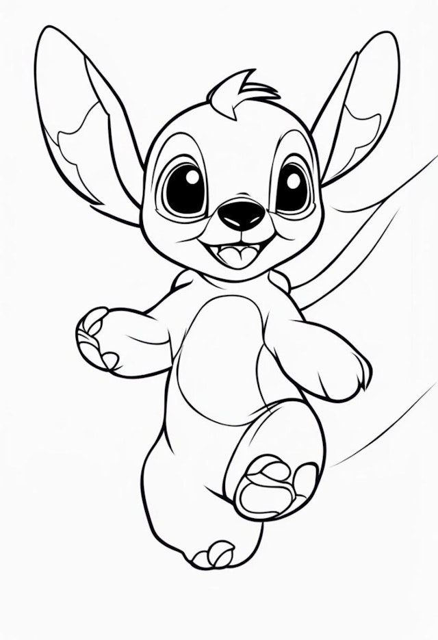 A coloring page of Stitch’s Adventure Fun Coloring Page