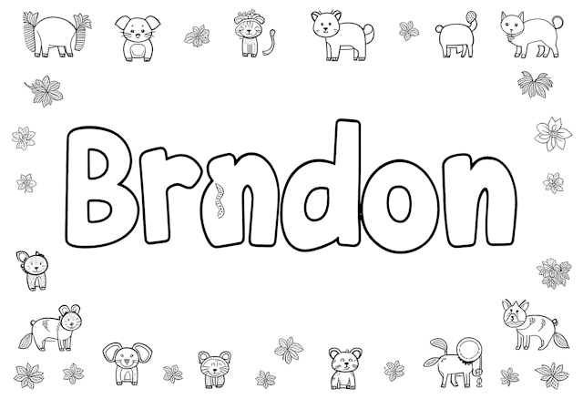 Brandon’s Animal Friends Coloring Page