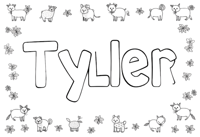 A coloring page of Tyler’s Cute Animal Coloring Page