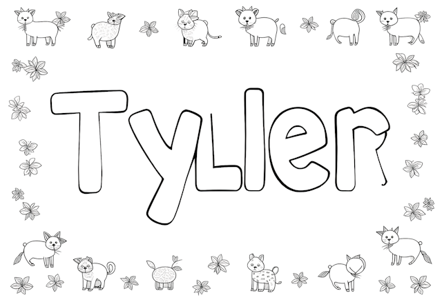 Tyler’s Cute Animal Coloring Page